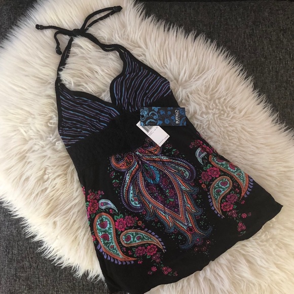 BUFFALO DAVID BITTON Paisley Boho Halter Top, XS - Picture 1 of 8